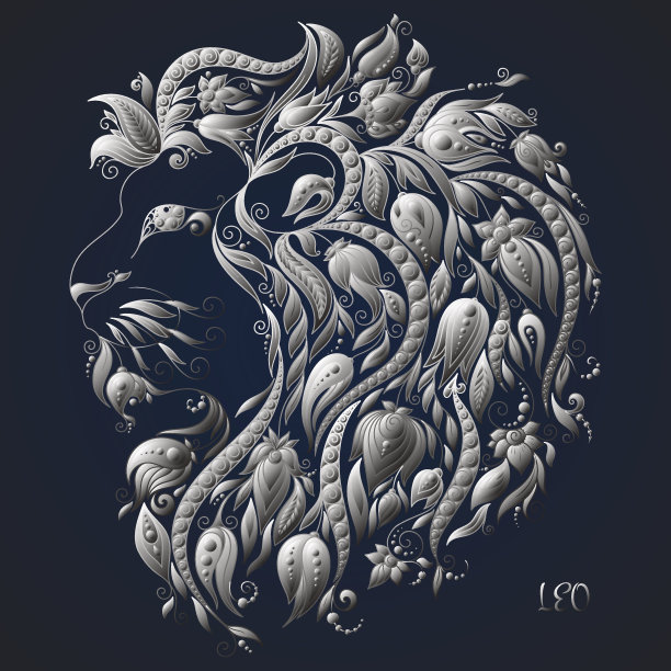 狮子座。占星术星座。手绘的风格。图片下载