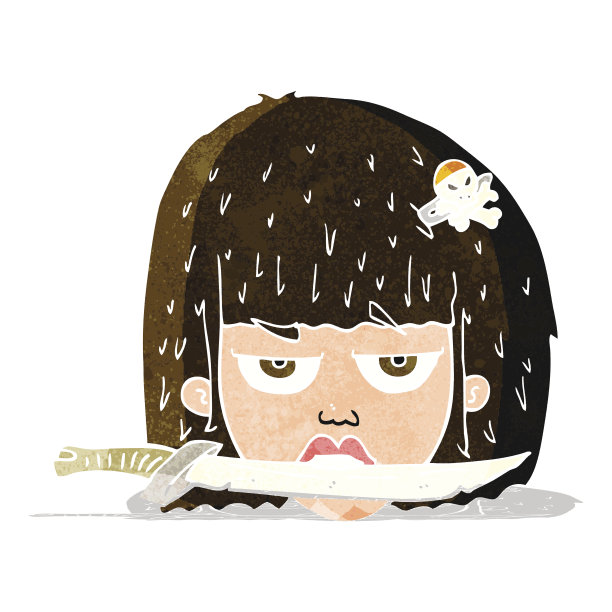 卡通女人嘴里叼着刀图片下载