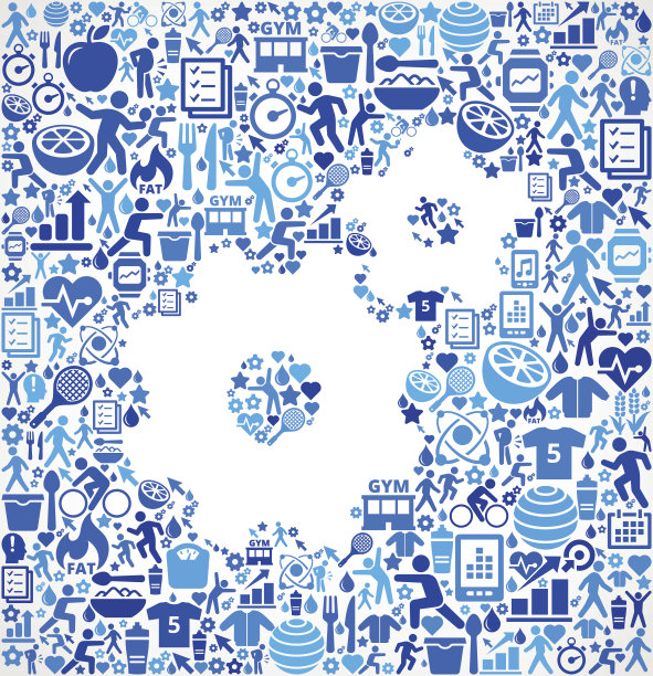 齿轮健身和饮食矢量按钮模式图片下载