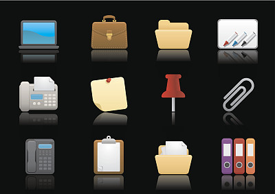 办公室和商业图标|高级黑色系列图片下载