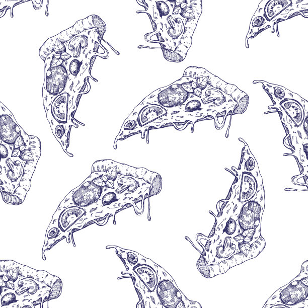 矢量无缝披萨切片模式。图片下载