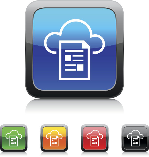 云计算图标上的彩色按钮。——StyleSeries图片下载