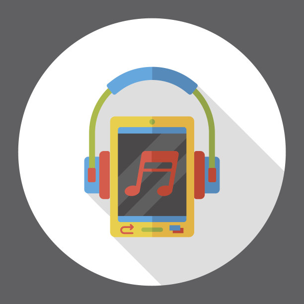 社交媒体手机平面图标;音乐图片下载