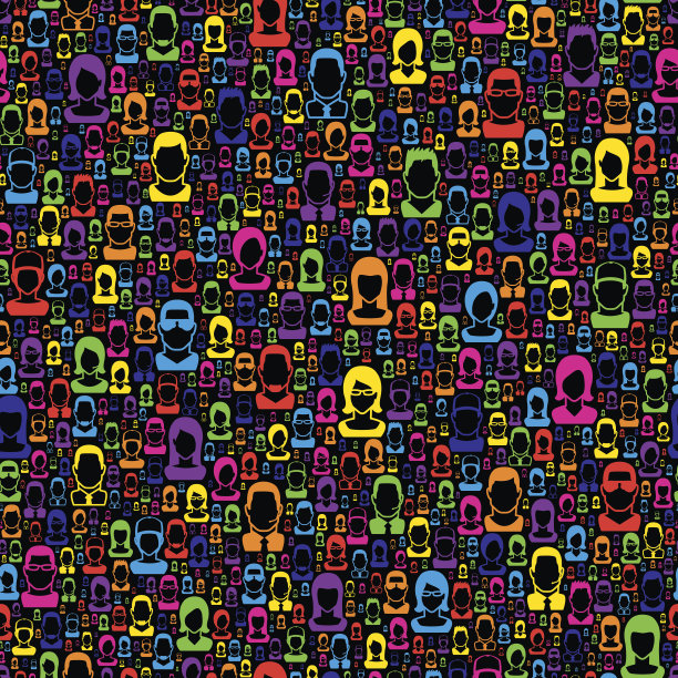 颜色的人模式，在黑色的背景。图片下载