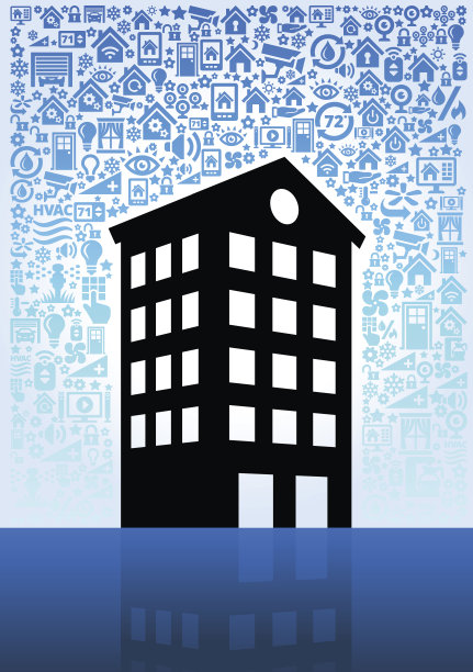 基于家庭自动化和安全矢量的公寓建筑背景图片下载