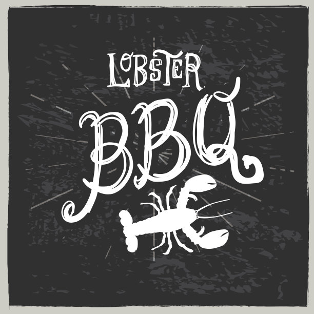 龙虾烧烤和手写文字标签纹理图片下载