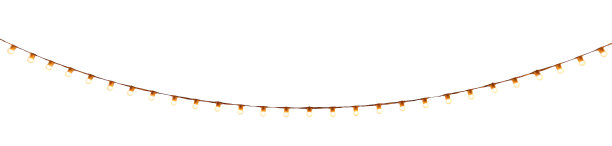 在白色背景上串上电线灯泡图片下载