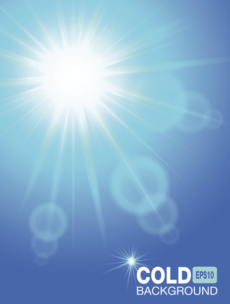 艳阳当空冰冷的蓝色背景图片下载