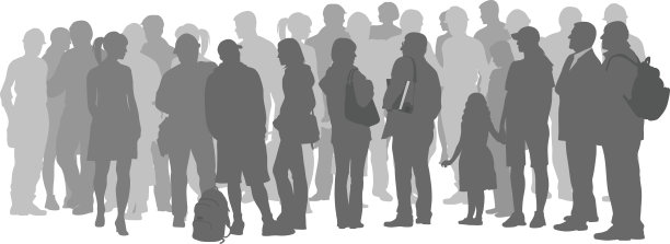 一群灰色剪影的人图片下载
