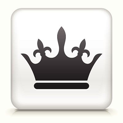 白色方形按钮与皇冠图片下载