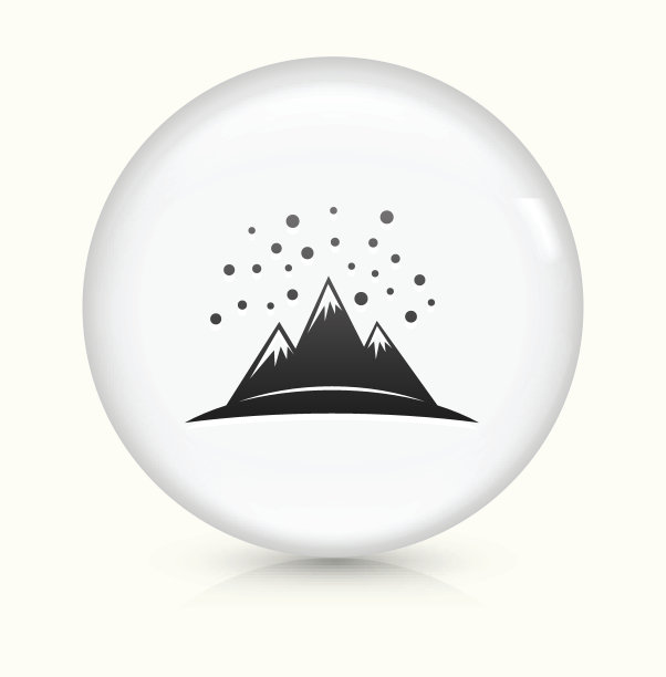 雪山图标上的白色圆形矢量按钮图片下载