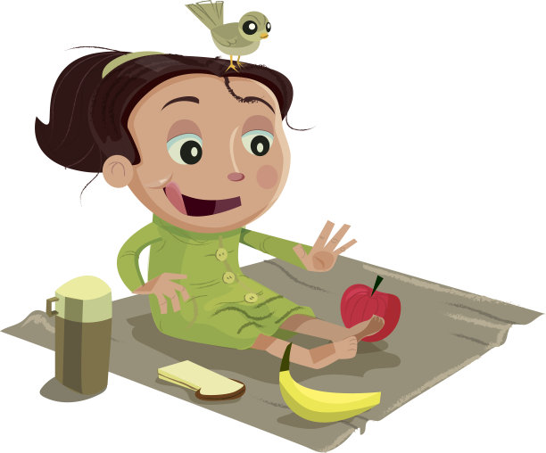 女孩野餐/做健康的选择图片下载