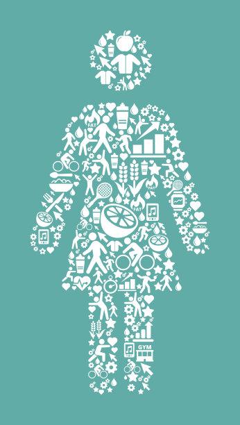 女性棒状身材健身和饮食矢量按钮模式图片下载