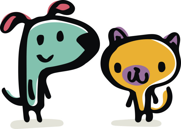 狗和猫的涂鸦图片下载