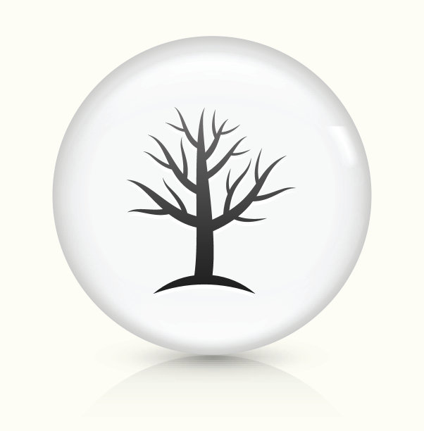 树图标上的白色圆形矢量按钮图片下载