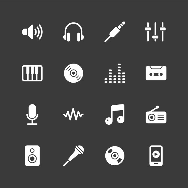 音乐图标-常规-白色系列图片下载