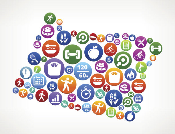 俄勒冈州健康和饮食矢量按钮模式图片下载