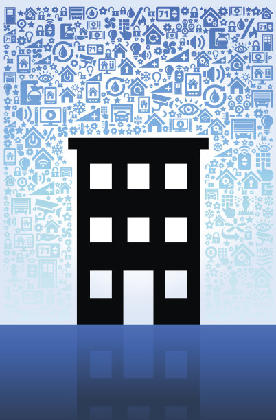 建筑与水塔家庭自动化和安全矢量背景图片下载