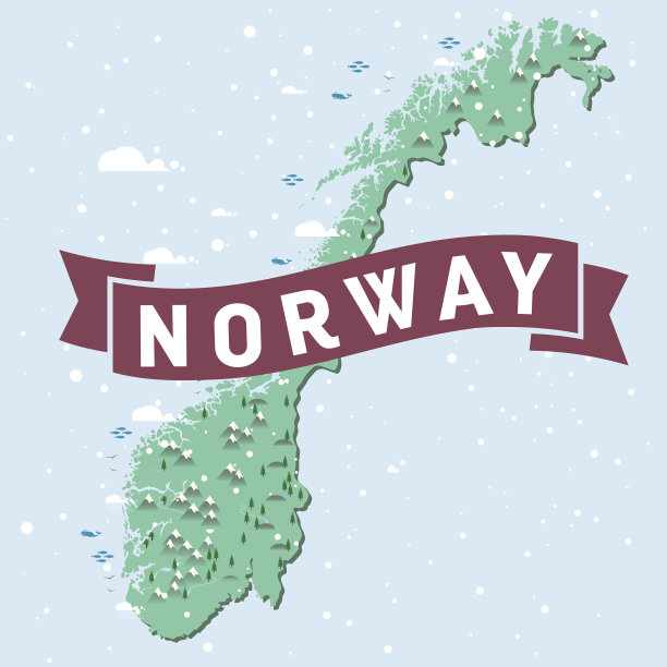 挪威地图上有树和鱼图片下载