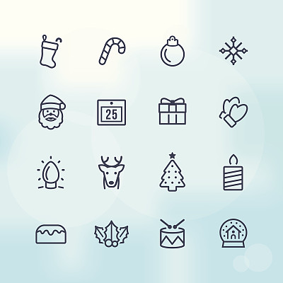 圣诞节图标-线风格图片下载