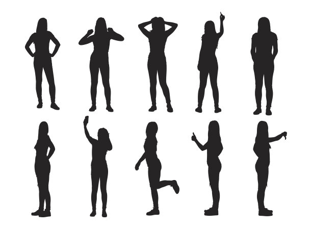 一组不同的女人剪影图片下载
