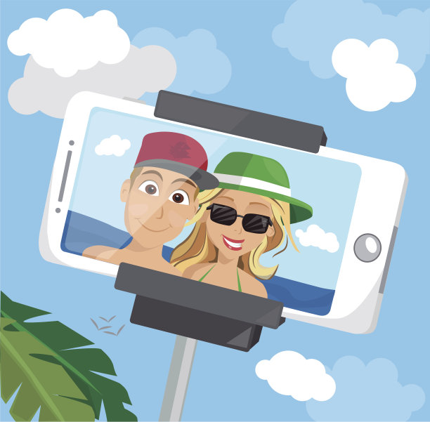 一对情侣在度假时自拍图片下载