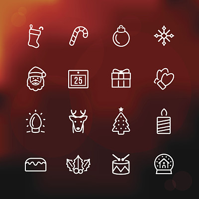 圣诞节图标-线风格图片下载