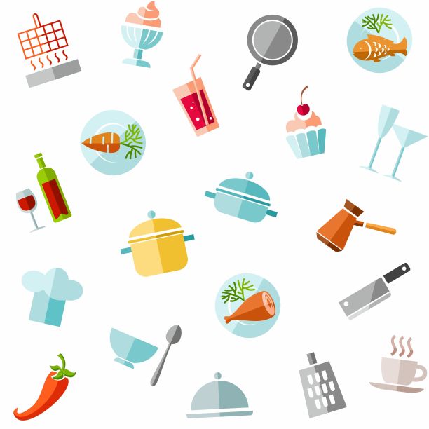 背景，烹饪，彩色图标。图片下载