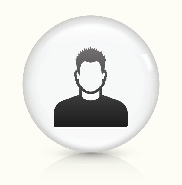 男脸图标上的白色圆形矢量按钮图片下载