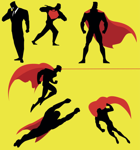 矢量超级英雄动作集图片下载