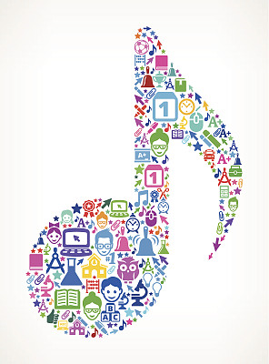 音乐笔记教育和学校版税免费矢量艺术图案图片下载