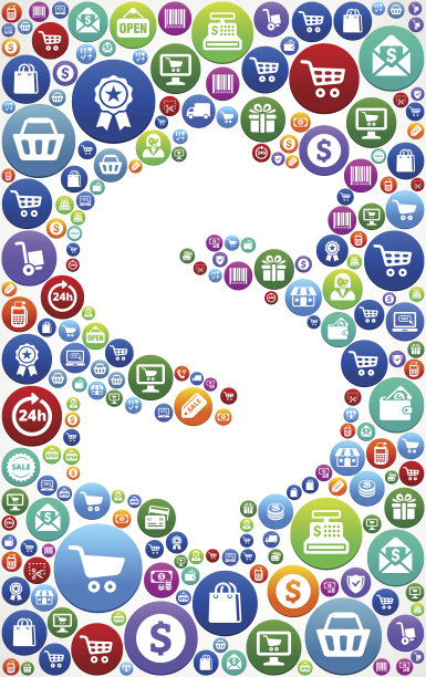 美元购物和商业多彩的按钮图案图片下载