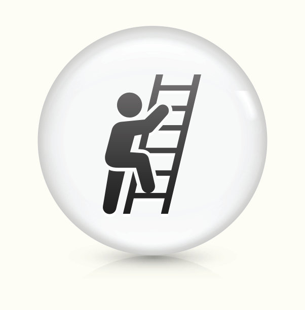 成功阶梯图标上的白色圆形矢量按钮图片下载