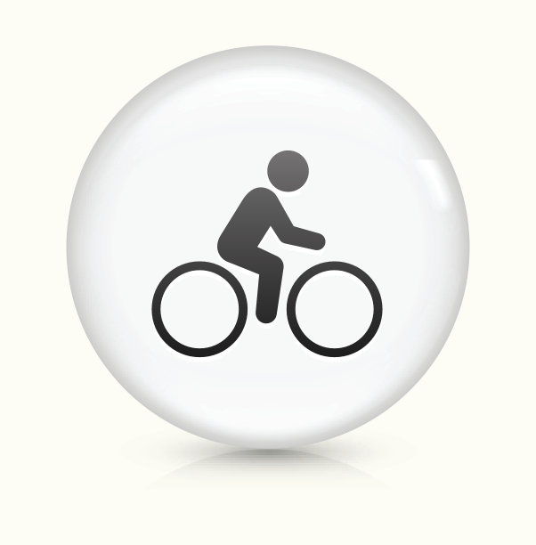 自行车图标上的白色圆形矢量按钮图片下载