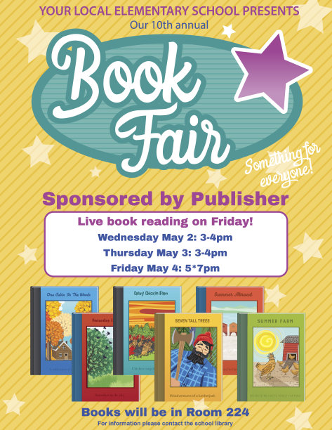 活泼风格儿童书展或销售邀请海报图片下载