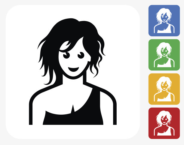 女性脸图标平面图形设计图片下载