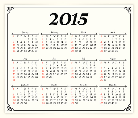 2015年白色背景日历图片下载