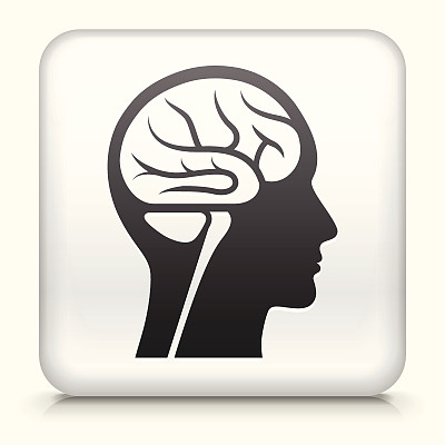 方形按钮与大脑扫描图片下载