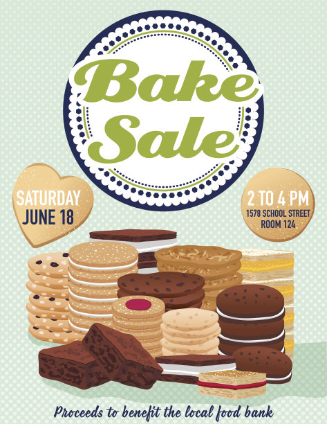 糕饼出售海报模板与饼干布朗尼和酒吧图片下载