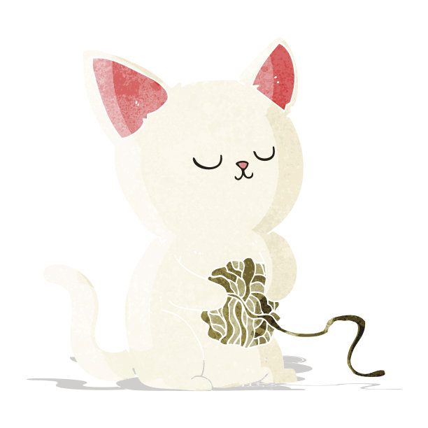 卡通猫玩球的纱线图片下载