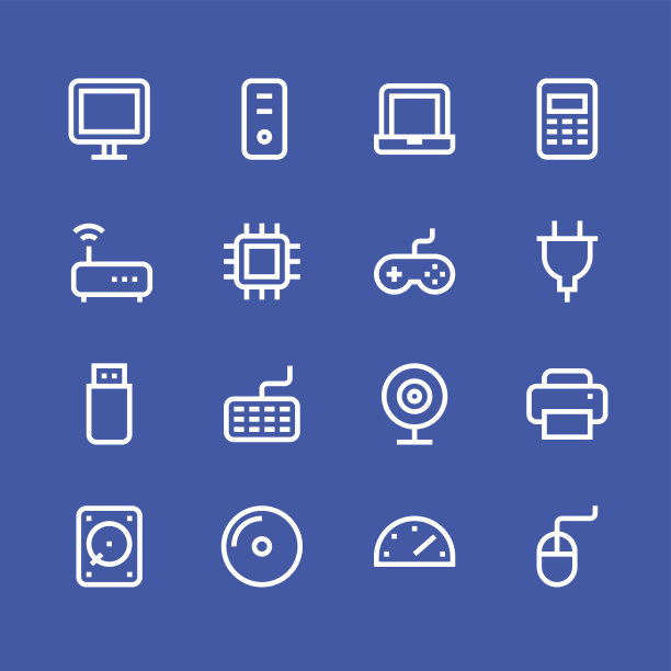 计算机图标-线-白色系列图片下载