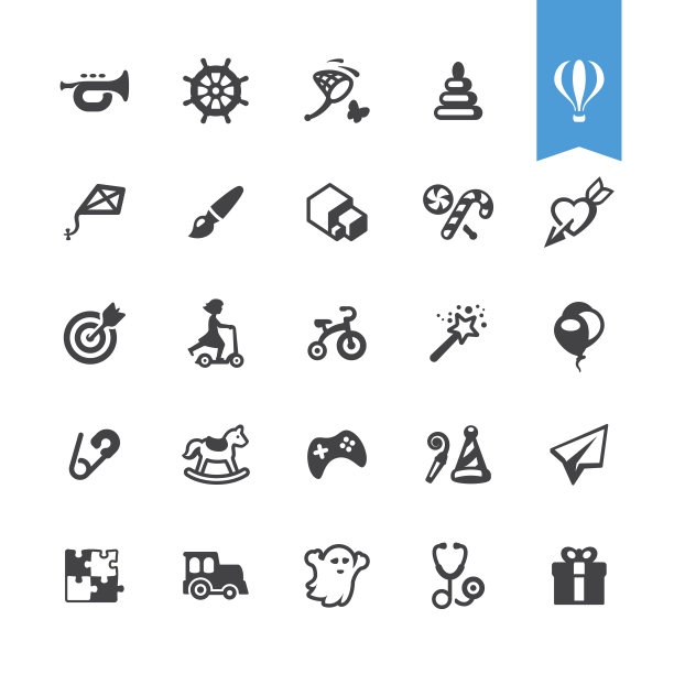 快乐的童年和玩具矢量图标图片下载