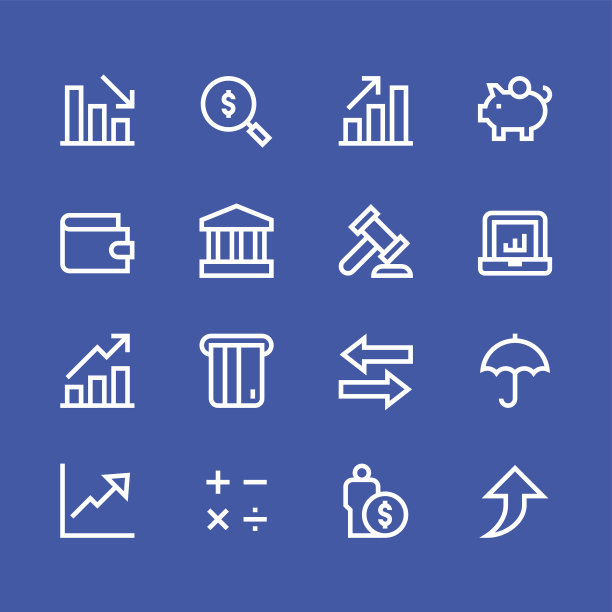 财务图标-线-白色系列图片下载
