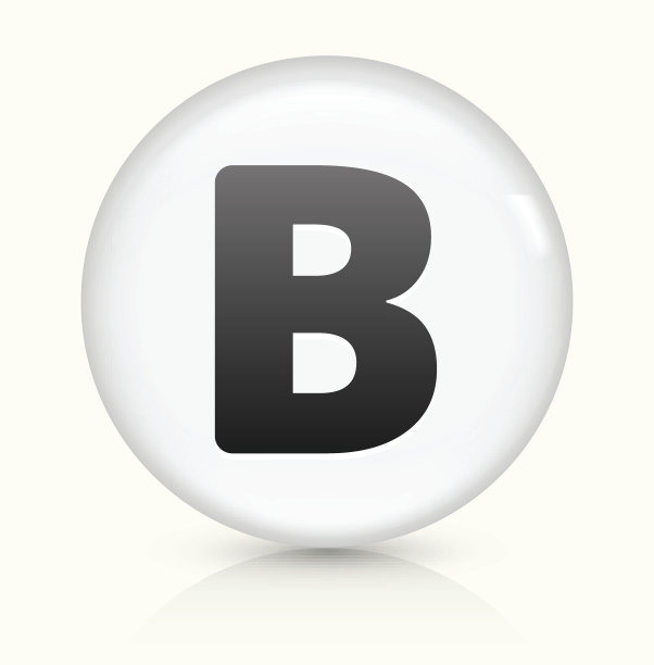 白色圆形矢量按钮上的字母B图标图片下载
