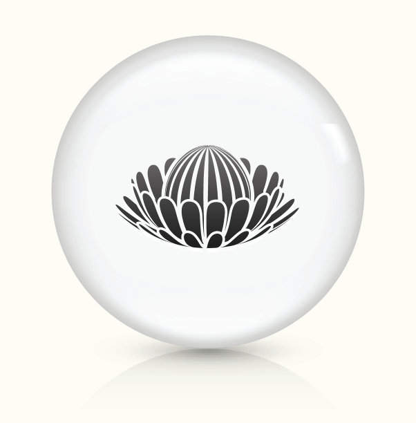 茶花图标上的白色圆形矢量按钮图片下载