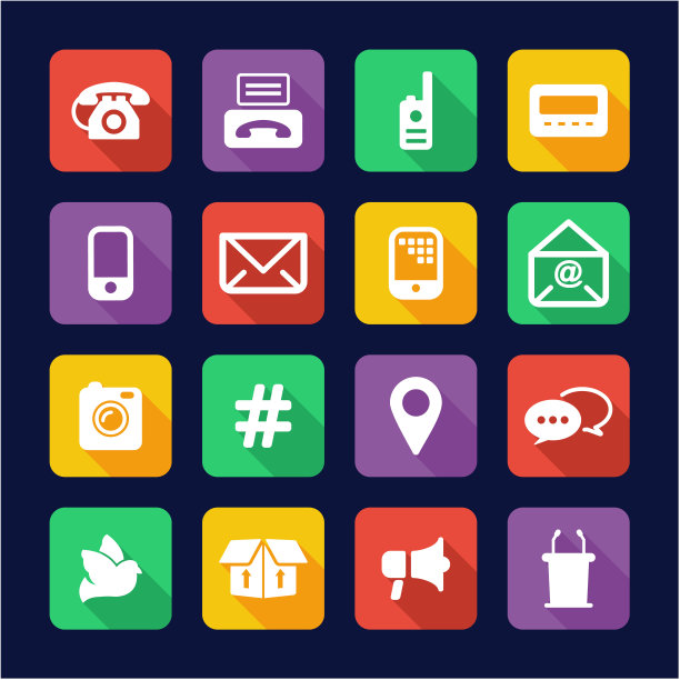 不同的沟通方式图标平面设计图片下载