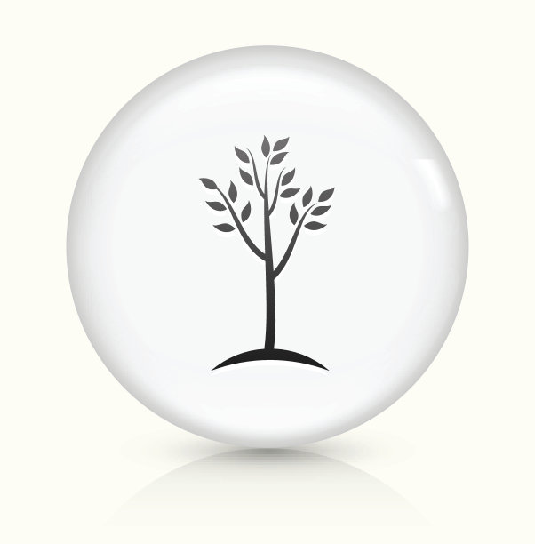 树图标上的白色圆形矢量按钮图片下载
