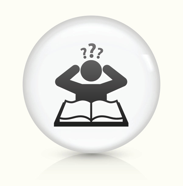困惑学习图标上的白色圆形矢量按钮图片下载