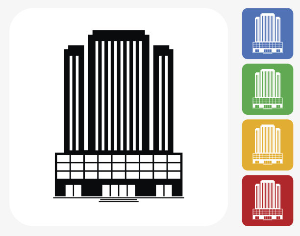 办公摩天大楼图标平面设计图片下载