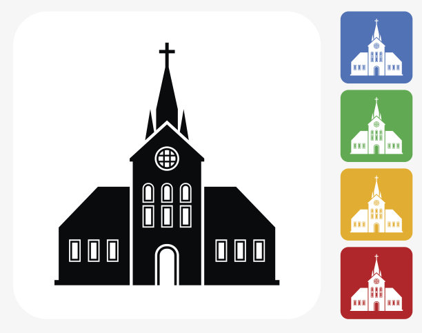 教堂建筑图标平面设计图片下载